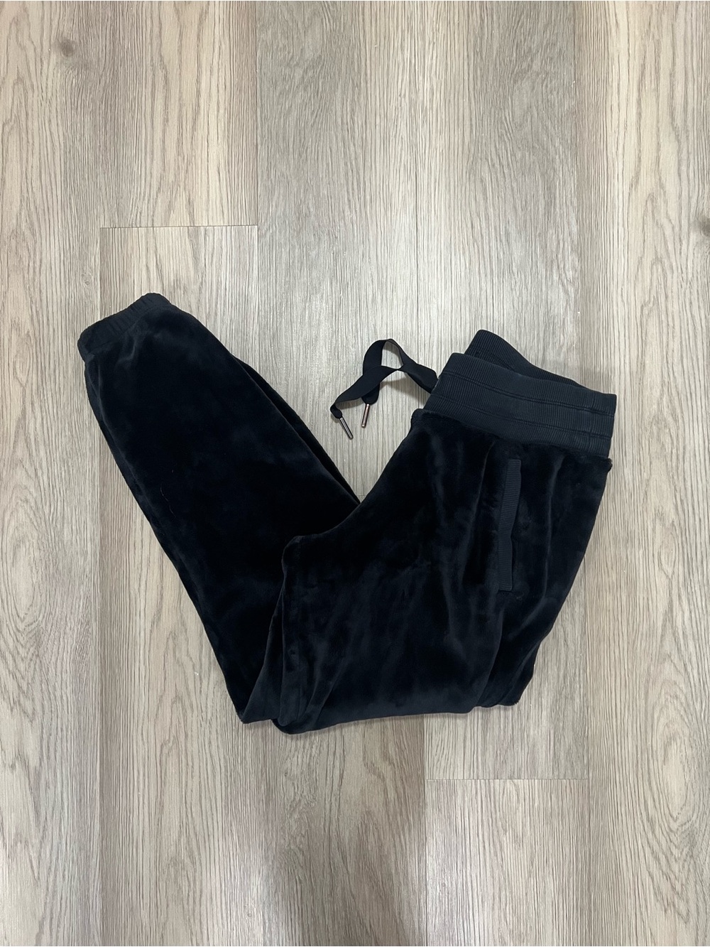 Athleta Double Cozy Karma Jogger Black Plush Velour Lounge Pants Size Small